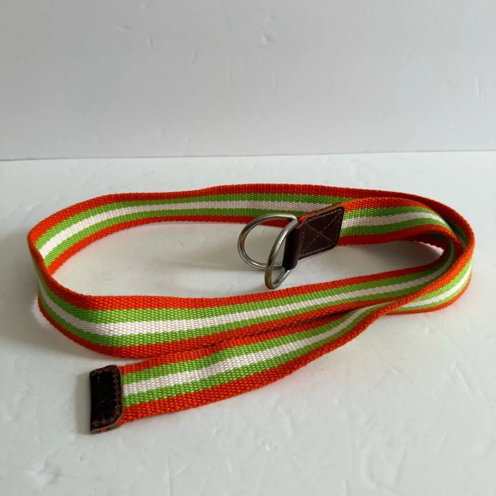 Vibrant Orange Green Striped Belt